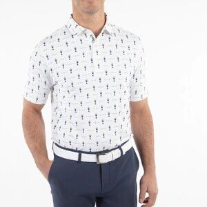 Bobby Jones Performance Jersey 1923 Trophy Print Polo Shirt Mens Size Large Golf